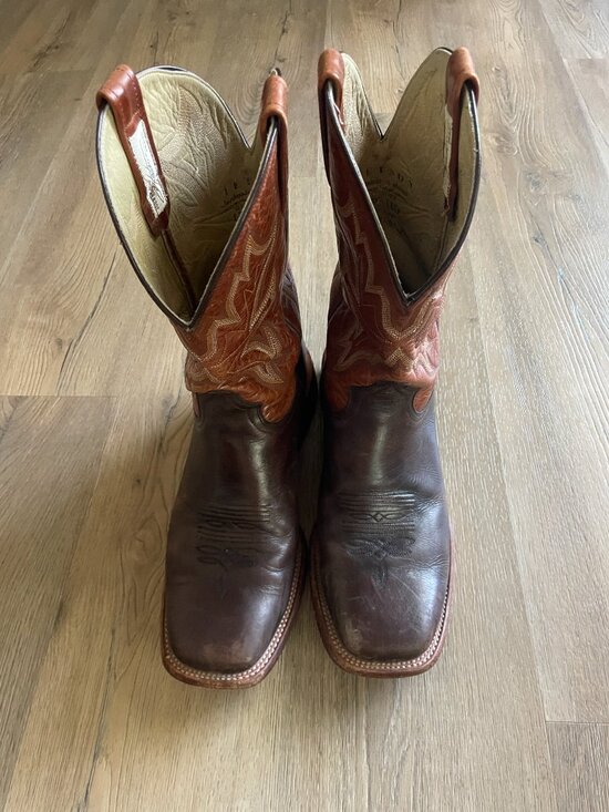 John B Stetson Men\'s 11B Leather Western Embroidered Calf Boots Brown! main image 5